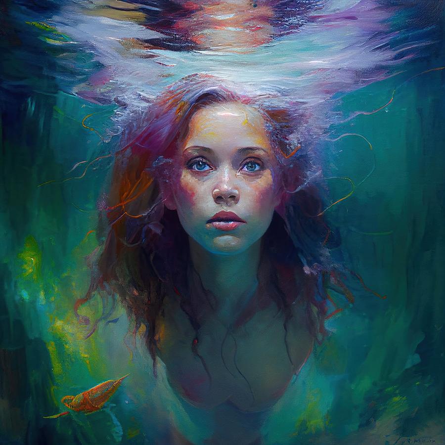 Mermaid Painting - Little Mermaid by My Head Cinema