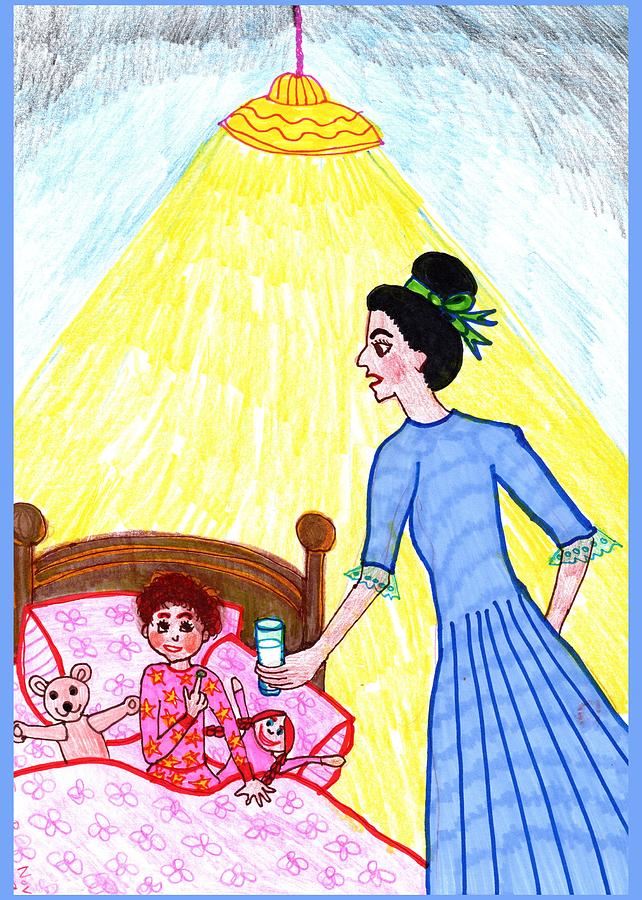 Nursery Rhyme Drawing - Little Molly Willows by Sushila Burgess Nursery Rhyme Drawing - Little Molly Willows by Sushila Burgess