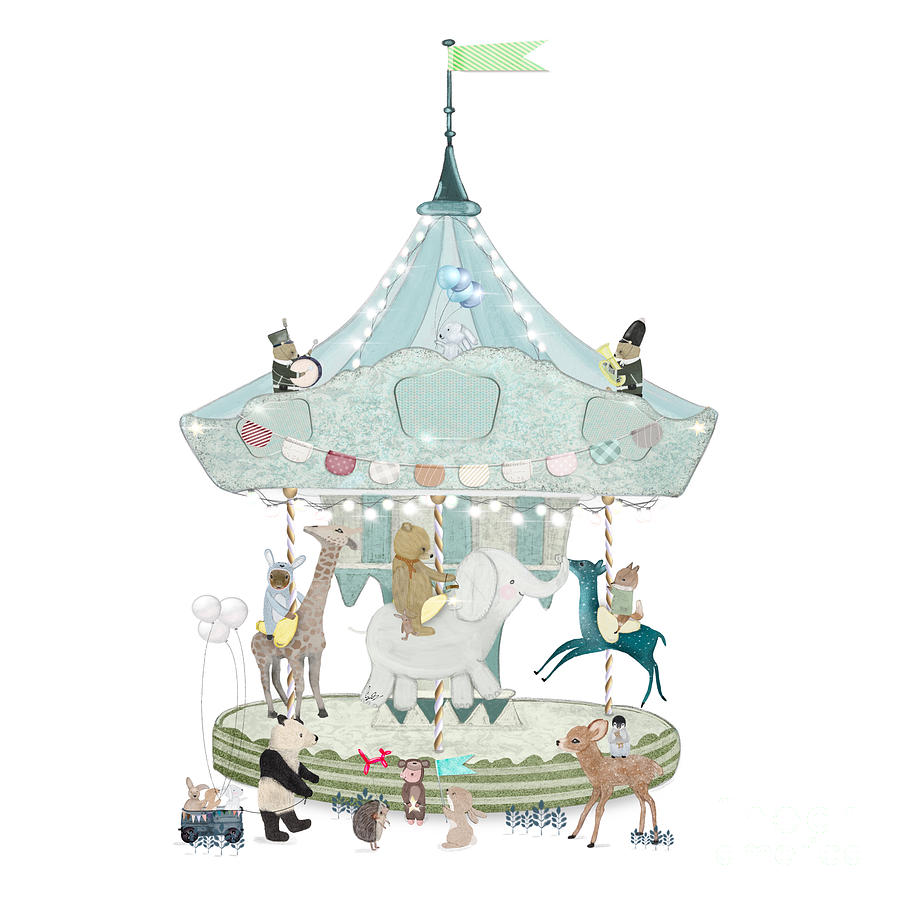 Woodland Animals Painting - Little Nature Carousel by Bri Buckley
