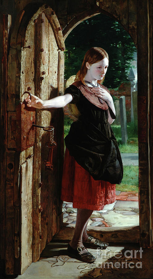 Key Painting - Little Nell leaving the Church by James Lobley
