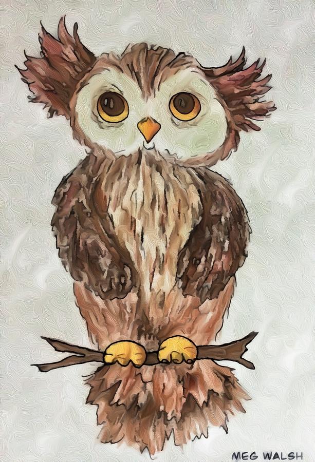 Little Owl Mixed Media by Megan Walsh