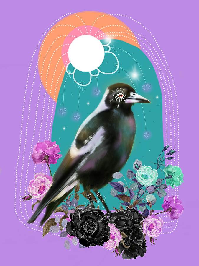 Magpies Digital Art - Little Pie by Marley Art