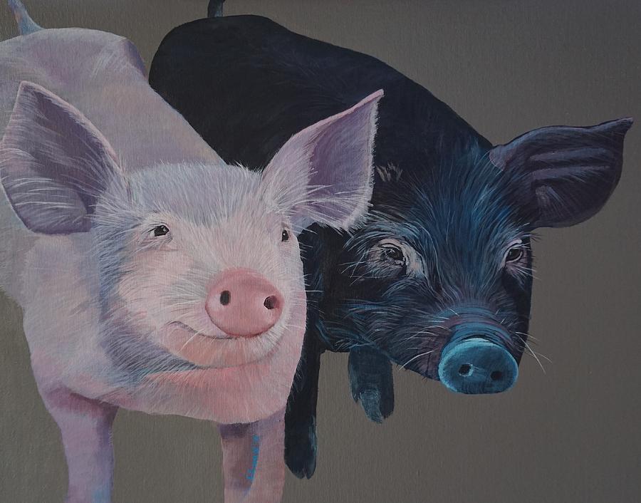 Little Pig Little Pie Painting by Elissa Ewald