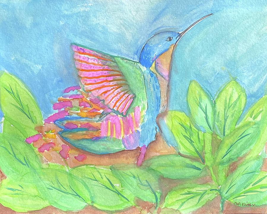 Little Pink Hummingbird  Painting by Dottie Visker