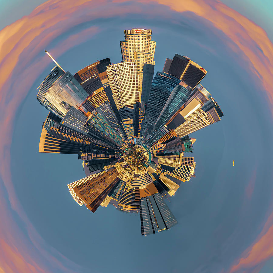 Little Planet LA Skyline at Sunset Photograph by Lindsay Thomson