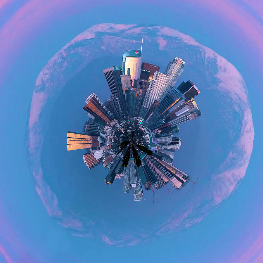 Little Planet Los Angeles Skyline Blue Hour Photograph by Lindsay Thomson