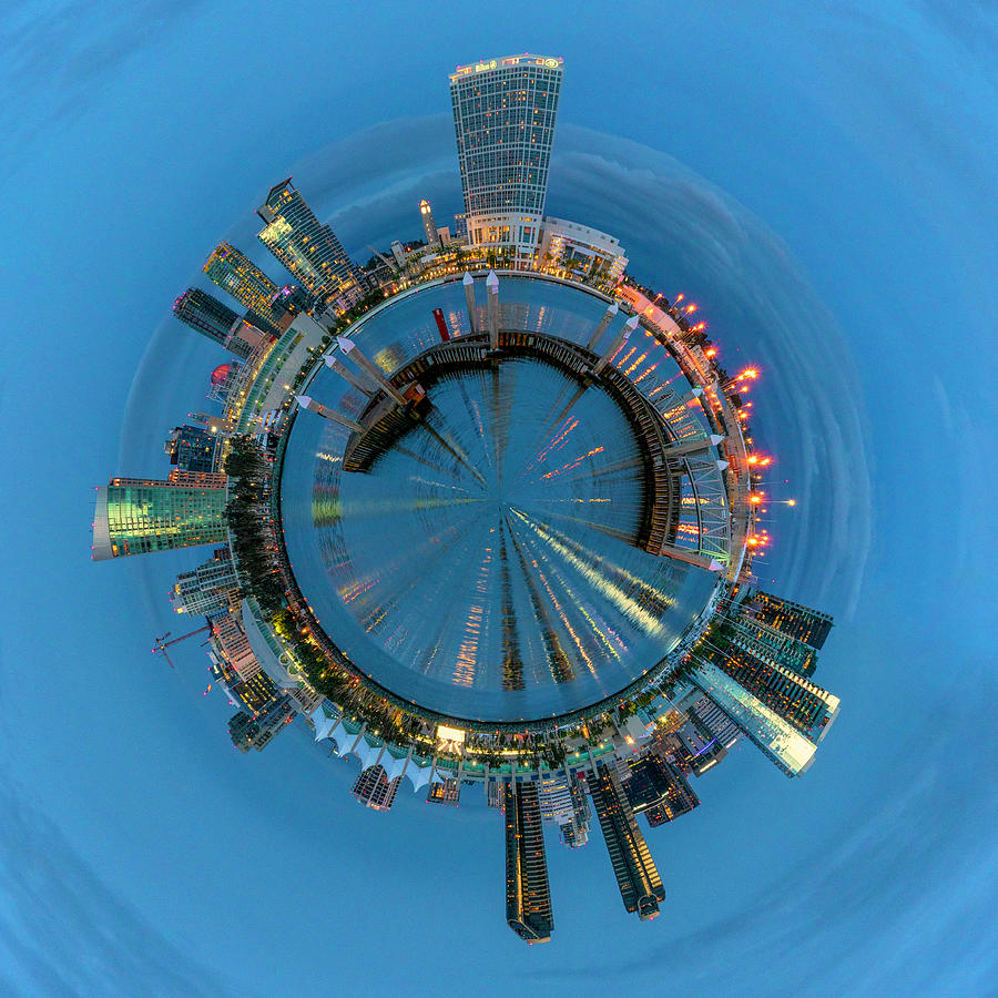 Little Planet San Diego Blue Hour Photograph by Lindsay Thomson