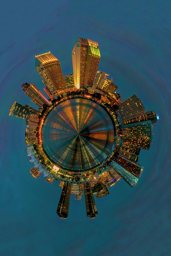 Little Planet San Diego City Lights 2 Photograph by Lindsay Thomson