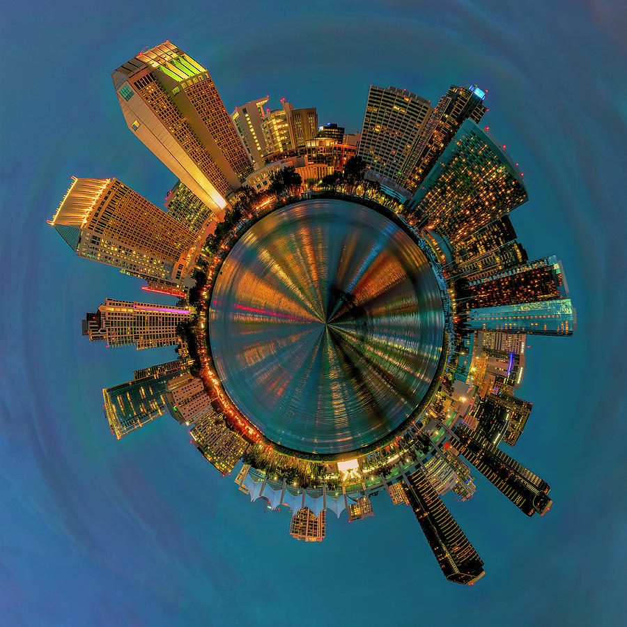 Little Planet San Diego City Lights Photograph by Lindsay Thomson