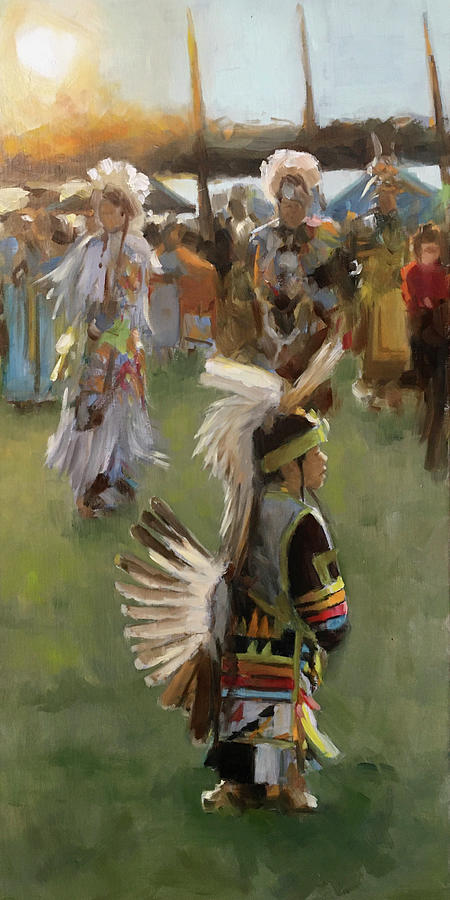 little Powwow Dancer Painting by Elizabeth Jose