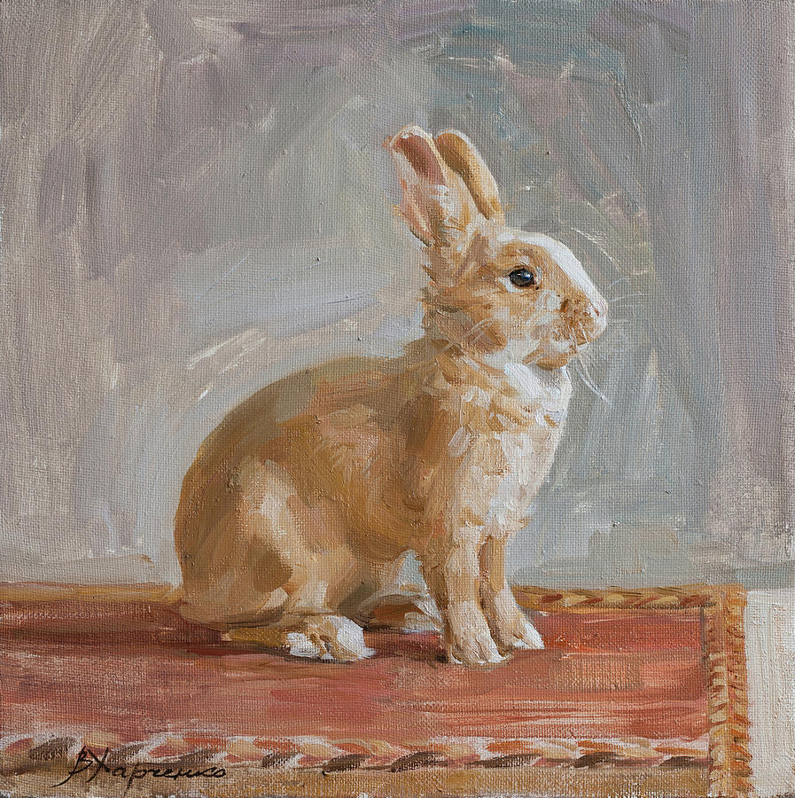 Little rabbit Painting by Victoria Kharchenko