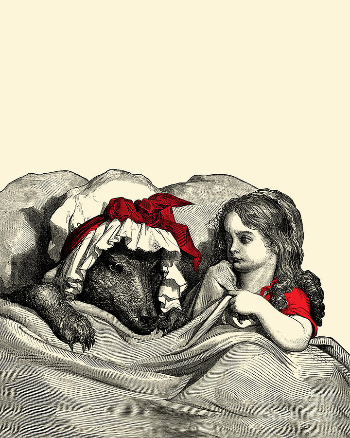 Fantasy Digital Art - Little Red and the Wolf by Madame Memento
