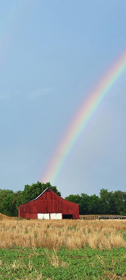 Little Red Barn and a Rainbow  Photograph by Ally White
