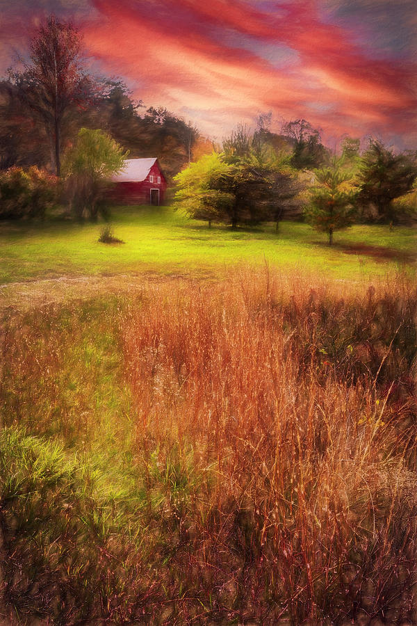 Little Red Barn in the Countryside Painting Photograph by Debra and Dave Vanderlaan