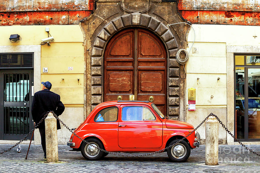 Little Red Classic Fiat 500 in Roma Photograph by John Rizzuto