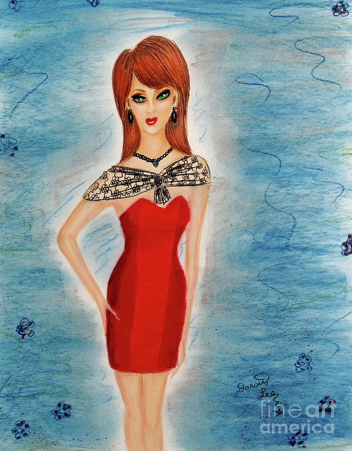 Little Red Dress Painting by Dorothy Lee