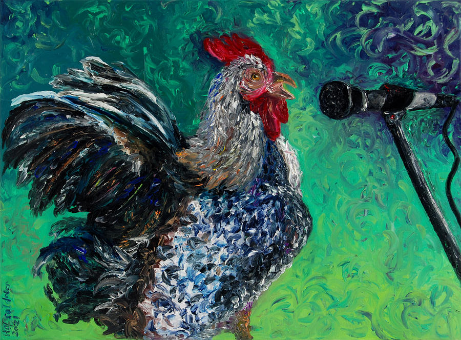 Little red rooster Painting by Hafsa Idrees