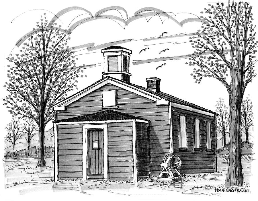 Little Red Schoolhouse Hyde Park NY Drawing by Richard Wambach