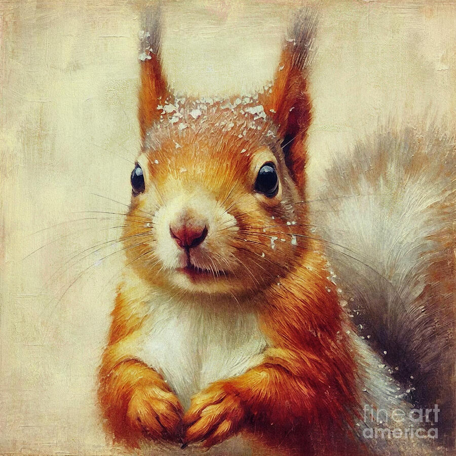 Little Red Squirrel Painting by Maria Angelica Maira