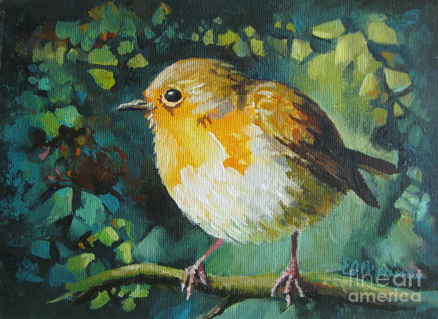 Little robin Painting by Elena Oleniuc