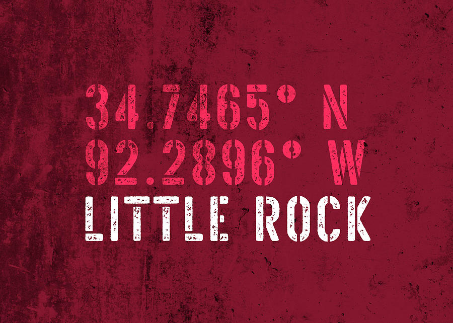 Little Rock Mixed Media - Little Rock Arkansas City Coordinates Grunge Distressed Vintage Typography by Design Turnpike