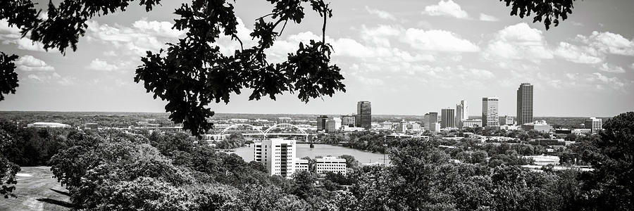 Little Rock Arkansas Panoramic Skyline View In Black And White Photograph by Gregory Ballos