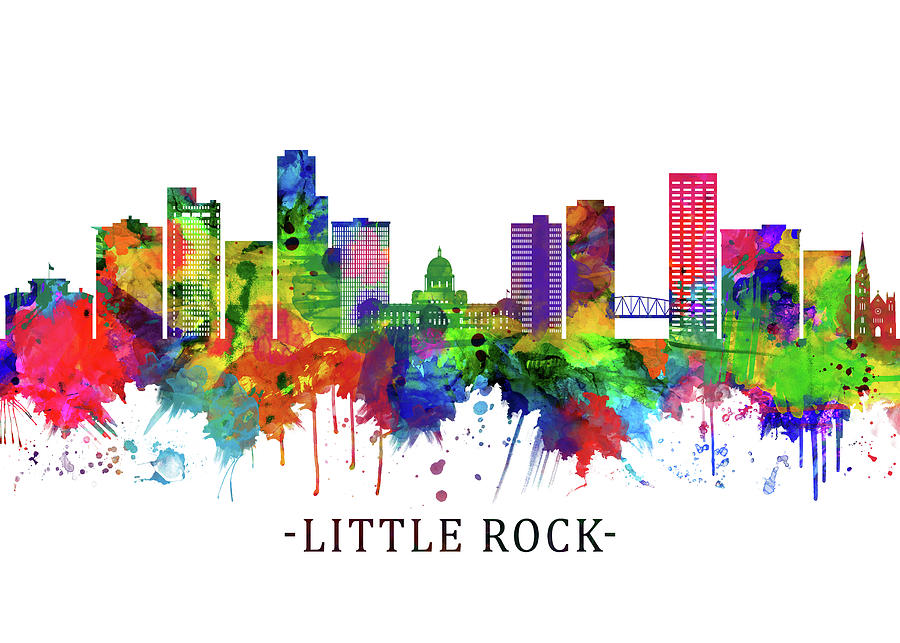 Little Rock Arkansas Skyline Mixed Media by NextWay Art