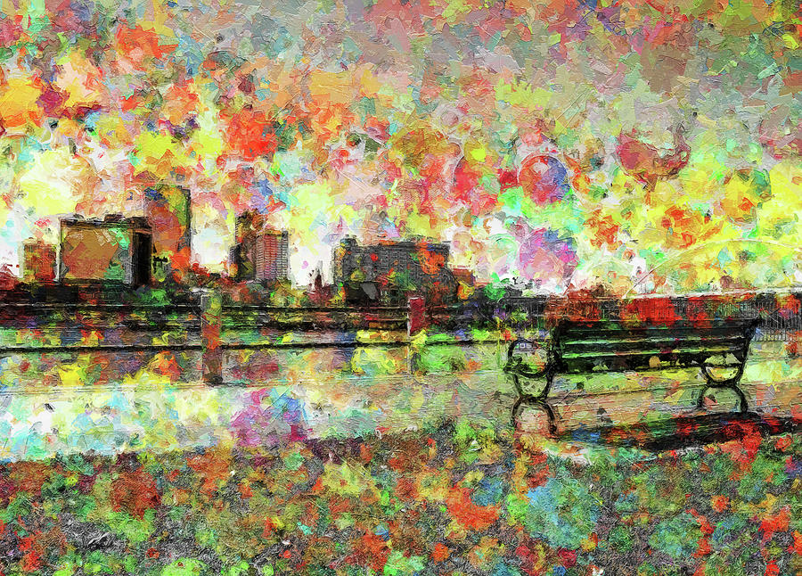 Little Rock Colorful Retro Skyline Painting by Dan Sproul