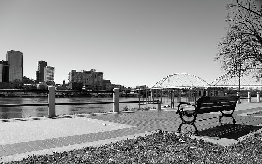 Little Rock Riverfront Park Black And White Photograph by Dan Sproul