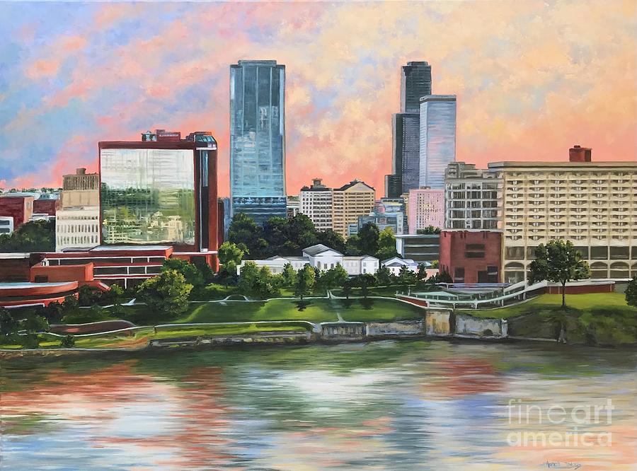 Little Rock Skyline With Old State House Painting by Sherrell Rodgers