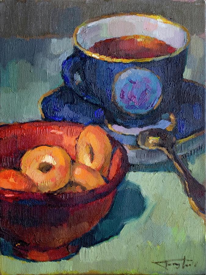Still Life Painting - Little rolls for tea - VBP180202 by Vera Bondare