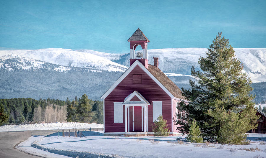 Little Schoolhouse in the Shadow of the Rockies Photograph by Marcy Wielfaert