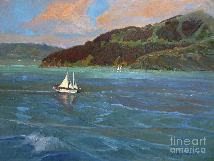Little Schooner, Angel Island Painting by John McCormick