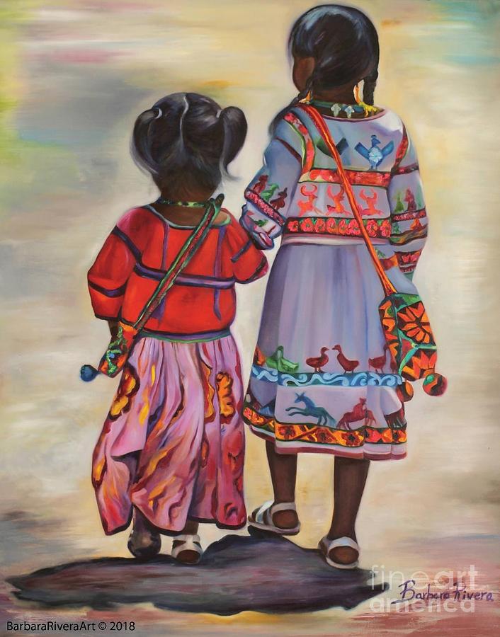 Cultural Painting - Little Sisters by Barbara Rivera