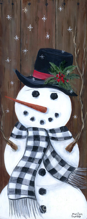 Christmas Painting - Little Snow Boy by Marilyn Dunlap