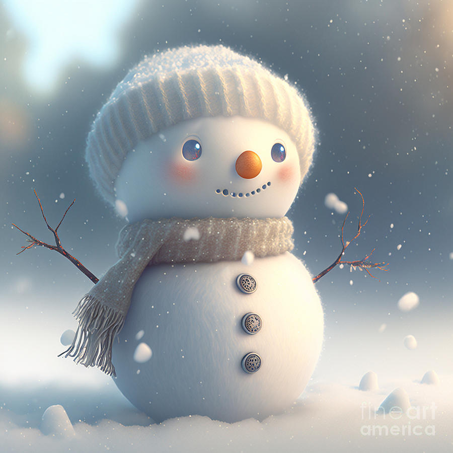Little Snowman I Mixed Media by Jay Schankman