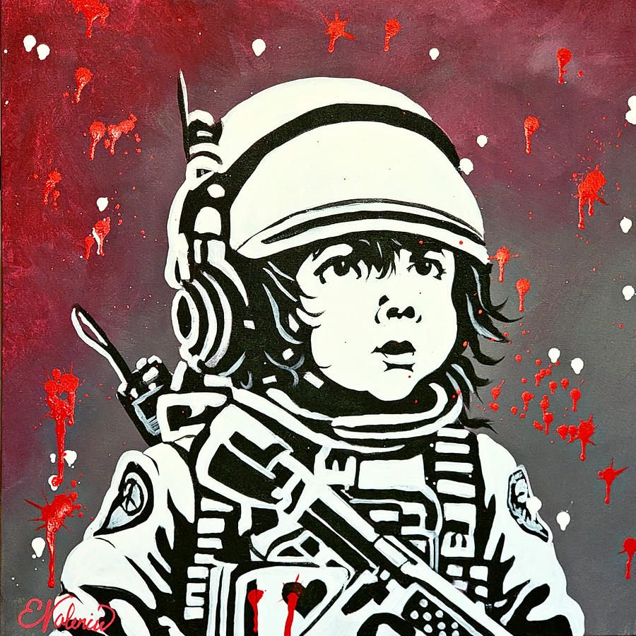 Little Soldier Girl Painting by Emanuel Alvarez Valencia
