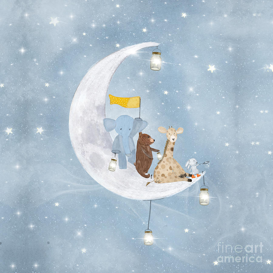 Woodland Animals Painting - Little Starlight Wishes With You by Bri Buckley