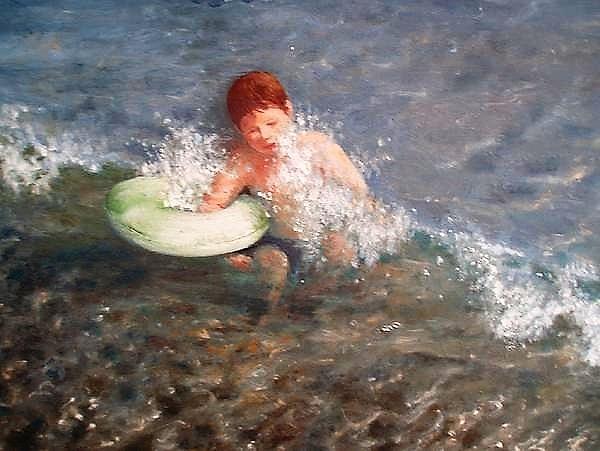 Little Swimmer Painting by Barbara Anna Cichocka