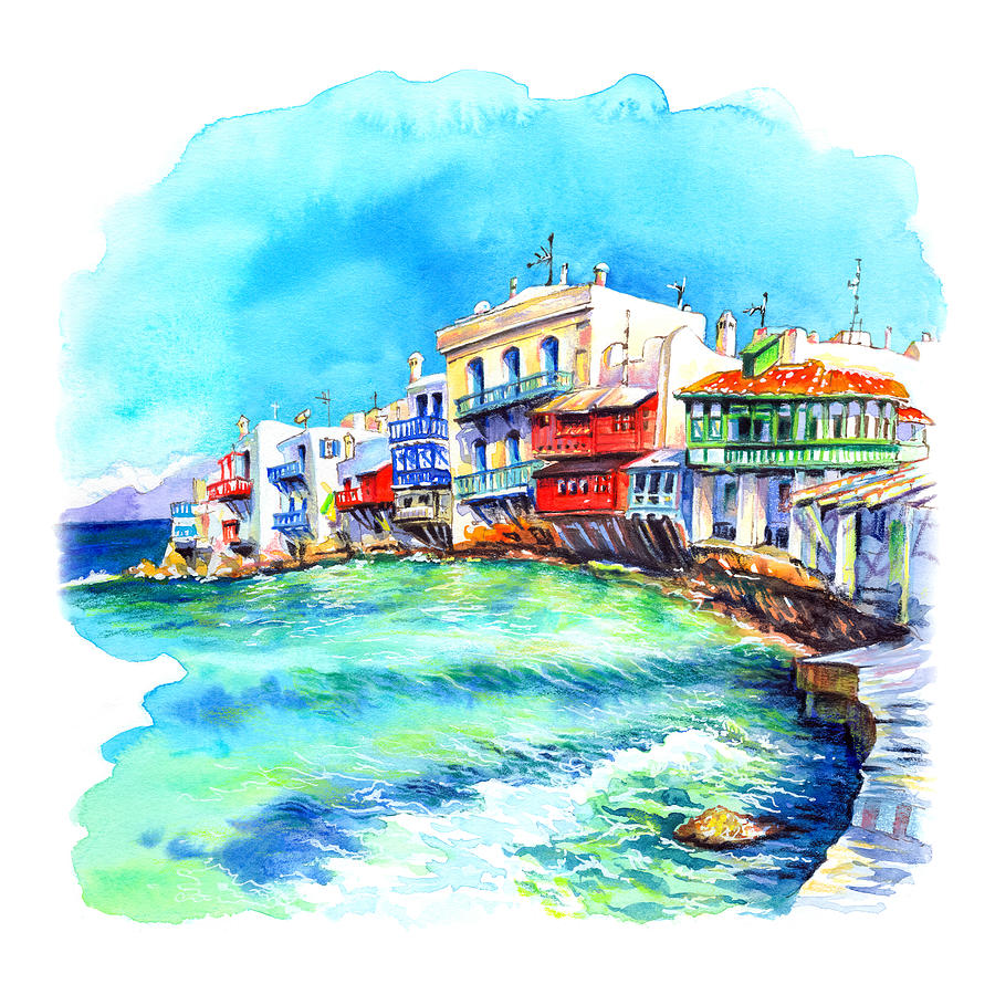 Little Venice on Island Mykonos Painting by Miki De Goodaboom