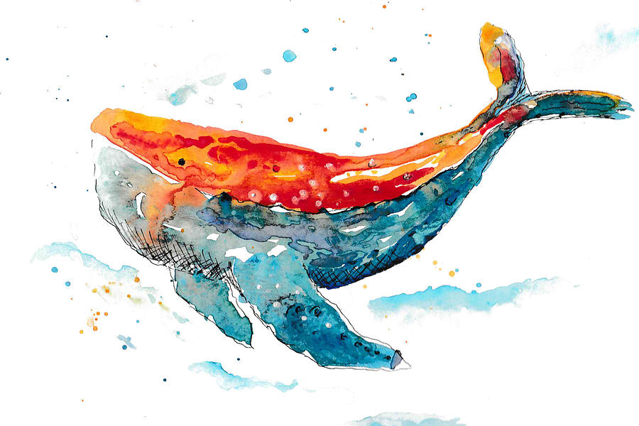 Whimsical Whale Painting by Bonny Puckett
