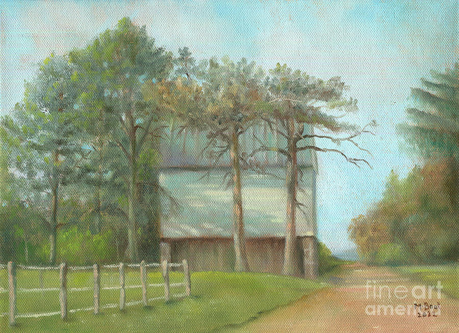 Little White Barn on the Hill Painting by Marlene Book