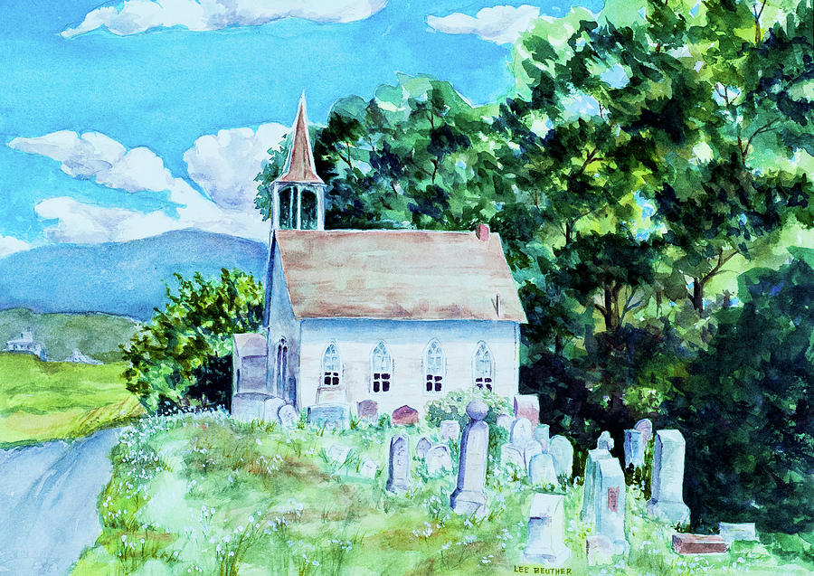 Little White Church in the Vale Painting by Lee Beuther