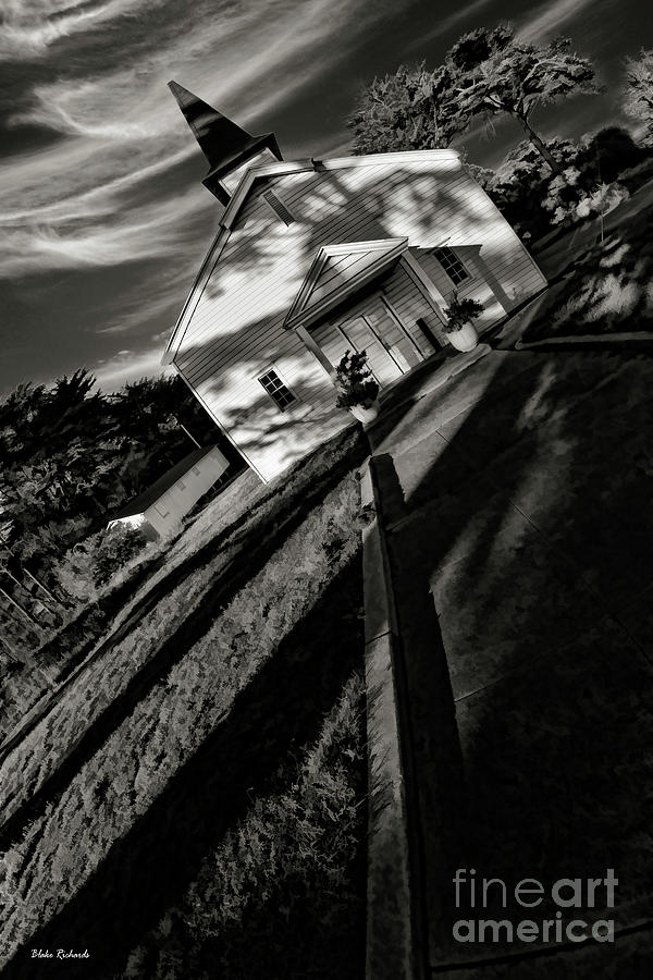 Little White Church Near Goldon Gate Black And White Photograph by Blake Richards