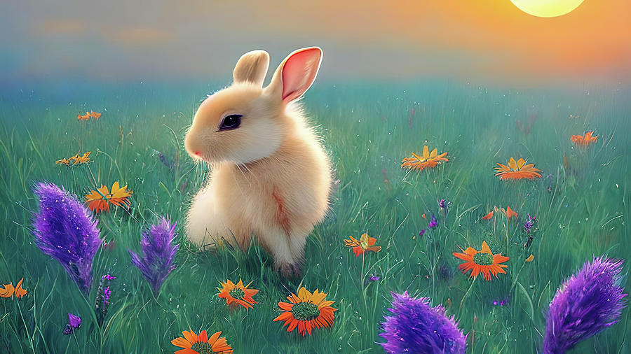 Little White Rabbit Painting by Bob Orsillo