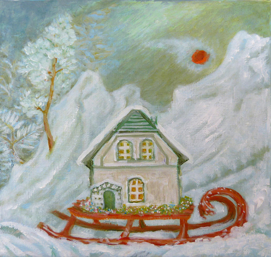 Little winter Painting by Elzbieta Goszczycka