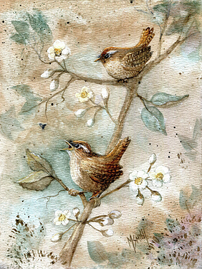 Little Wrens 1 Painting by Marilyn Smith