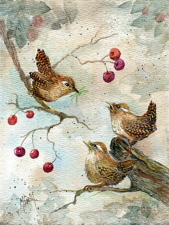 Little Wrens 2 Painting by Marilyn Smith