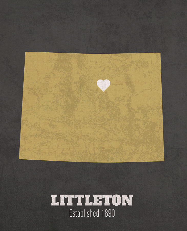 Littleton Colorado City Map Founded 1890 University of Colorado Color ...