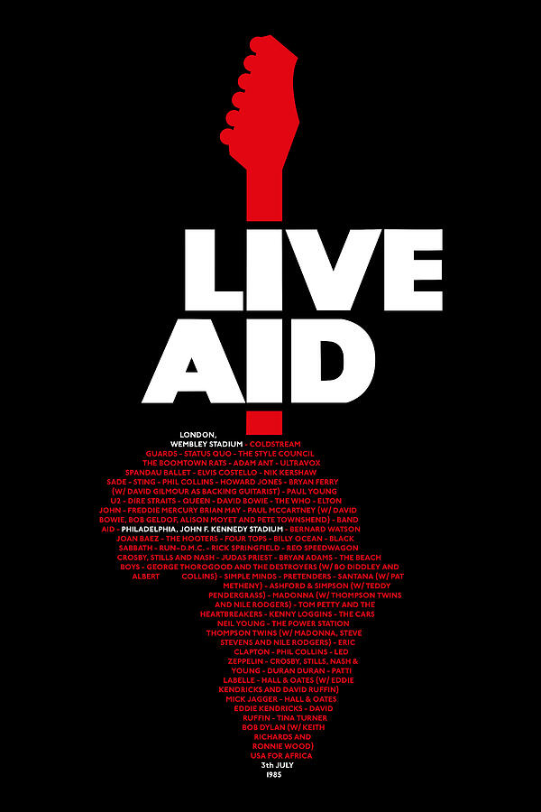 Paul Mccartney Digital Art - Live Aid 1985 white list by Andrea Gatti